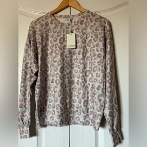 P.J. Salvage Women's Animal Print Top - Pink and Grey Size Medium